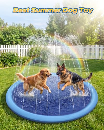 Raxurt Non-Slip Splash Pad for Kids and Dog, 67'' Splash Pad Thicken 0.58mm for Kids Ages 4-8 Toddler Baby Splash Sprinkler Pad Dog Pool Summer Outdoor Water Toys for Boys Girls