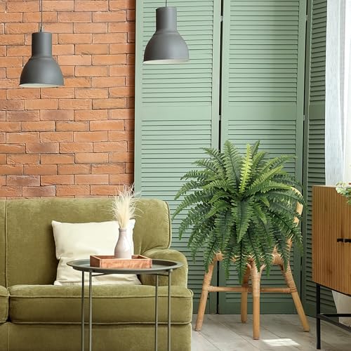 FOREST PRINCE 35" Fake Ferns Artificial Boston Ferns for Outdoors 4-Pack | UV-Resistant, Low Maintenance & Pet Friendly, 39 Fronds Each, Large Bushes Plants, Garden, Porch & Patio Decor