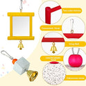 Sumind 6 Pieces Chicken Mirror Chicken Toys for Coop with Bells, Hen Xylophone Toy with 8 Metal Keys, Parrot Grinding Stone, Sepak Takraw Toy, Dangling Bird Toy