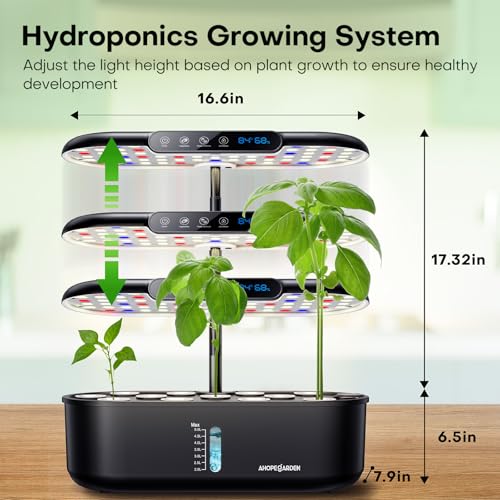 Hydroponics Growing System Kit: 12 Pods Temp & Humidity Monitor | Indoor Herb Garden with Full Spectrum LED Grow Light for Growing Vegetables, Herbs and Lettuce - Beginner Plant Gardeners