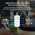 TP-Link AC1900 WiFi Range Extender RE550 | Dual-Band Wireless Repeater Amplifier w/Gigabit Ethernet Port | Up to 2200 Sq. Ft., 32 Devices | Internet Signal Booster | APP Setup | EasyMesh Compatible