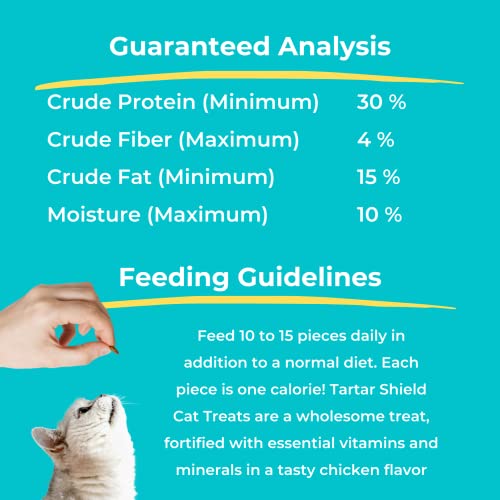 Tartar Shield® Cat Treats | Daily Dental Treats | Cleans Teeth & Gums Fresh Breath Natural Oral Health Support | Wholesome & All-Natural Bites | USA Made | Tasty Chicken Flavor