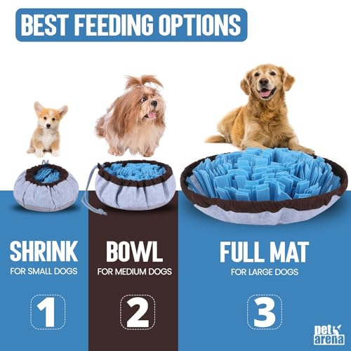 PET ARENA Snuffle Mat for Dogs - Adjustable Interactive Puzzle Toy for Large & Small Breed Slow Feeder for Mental Stimulation & Stress Relief Encourages Natural Foraging Ideal for Indoor & Outdoor Use