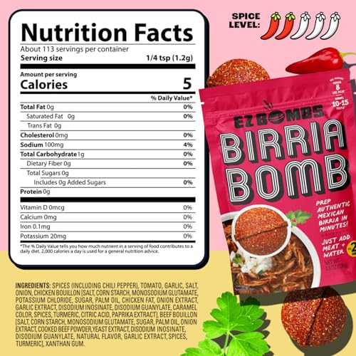 EZ Bombs Birria Bomb Seasoning - Pack of 2, Mexican Spice Mix | Authentic, perfect for tacos, nachos & quesadillas, made with real chiles, herbs & spices