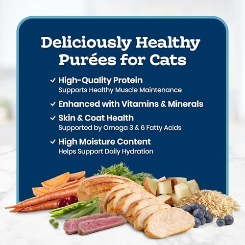 Blue Buffalo Tastefuls Purées Variety Pack Wet Cat Food Complement (Chicken & Tuna) Made with Natural Ingredients, for All Life Stages, 3-oz. Resealable Pouches (12 Count)