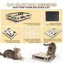 Cat Scratch Puzzle Enrichment Box, Large Solid Wood Construction Cat Nail File Enrichment Box with Sandpaper Inside, Cat Nail File Box Stress Free Alternative to Clippers and Grinders(No Bell Ball)