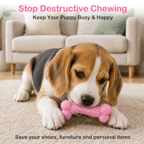 Puppy Toys, 6 Pack Dog Chew Toys for Puppy, Cute Pink Small Dog Toys, Puppy Teething Toys for Puppies, Soft Durable Interactive Chew Toy for Small Dogs