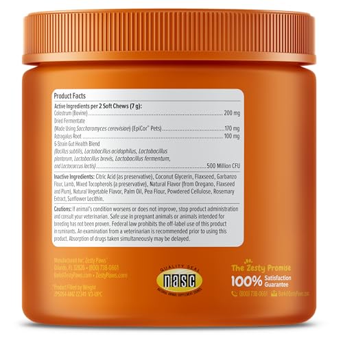 Zesty Paws Allergy Immune Bites - Dog Allergy Chews, Dog Probiotics for Itchy Skin and Ears, Lamb, 90ct