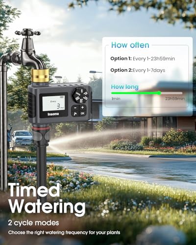 Water Timer for Outdoor Garden Hose, Hose Timer with Rain Delay/Manual Mode, Automatic Drip Irrigation Controller System for Lawn Yard Garden Watering