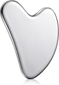 Nuanchu Stainless Steel Gua Sha Facial Tools Metal Guasha Tool for Face Body Jawline Shaper, Double Chin Reducer, Puffiness Reducing, Lymphatic Drainage Massager Skin Care Gift with Pouch
