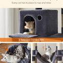 Feandrea Cat Tree, 81.1-Inch Large Cat Tower, Multi-Level Plush Condo with 13 Scratching Posts, 2 Perches, 2 Caves, Basket, Hammock, Pompoms, Smoky Gray UPCT190G01