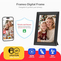 Frameo 10.1 Inch WiFi Digital Picture Frame, Smart Cloud Electronic Photo Frame with HD IPS Touch Screen Slideshow 32GB Memory Auto-Rotate Wall Mount, Share Photos/Videos from Phone - Gifts for Mom