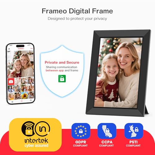 Frameo 10.1 Inch WiFi Digital Picture Frame, Smart Cloud Electronic Photo Frame with HD IPS Touch Screen Slideshow 32GB Memory Auto-Rotate Wall Mount, Share Photos/Videos from Phone - Gifts for Mom