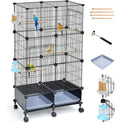 VISCOO Upgraded Encrypted 46-Inch Bird Cage, with Wooden Perches, Metal Parakeet Cage with Slide-Out Tray, Water Bottle&Feeder, Bird Cages for Parrot,Parakeets,Cockatiel,Lovebird,Small Mid-Sized Birds