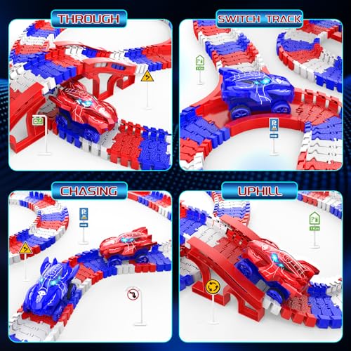 Spider Toys for Boys 4-6, Spider Race Track with 5 Cool Spider Cars Toys for Kids Boys Toddler, Flexible Car Tracks for Age 3 4 5 6 7 8 Year & Up Old Boy Girls Birthday Gifts