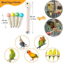 Bird Stand Perch Toy, Interactive Spinning Parakeet Toys, Wooden Exercise Wheel Parrot Toy, Enrichment Cockatiel Toy for Birds Cage, Bird Cage Accessories Perch Toys for Budgies (Small)
