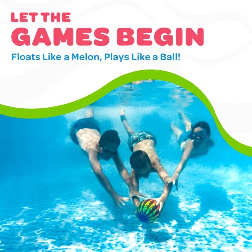 Watermelon Ball JR Durable Fillable Pool Toy for Underwater Games - Football, Basketball & Rugby - Perfect for Water Parties - Fun for Adults & Kids Alike - Ages 6+, 6.5" Multicolor