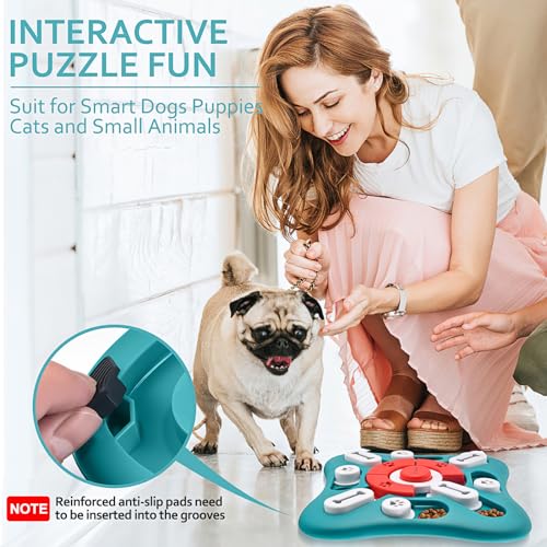 PETSTA Dog Puzzle Toys, Treat Dispensing Dog Enrichment Toys for IQ Training and Brain Stimulation, Interactive Mentally Stimulating Toys as Gifts for Puppies, Cats, Dogs