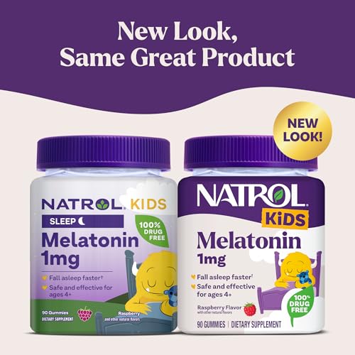 Natrol Kids Melatonin 1mg, for Restful Sleep, 90 Raspberry-Flavored Gummies