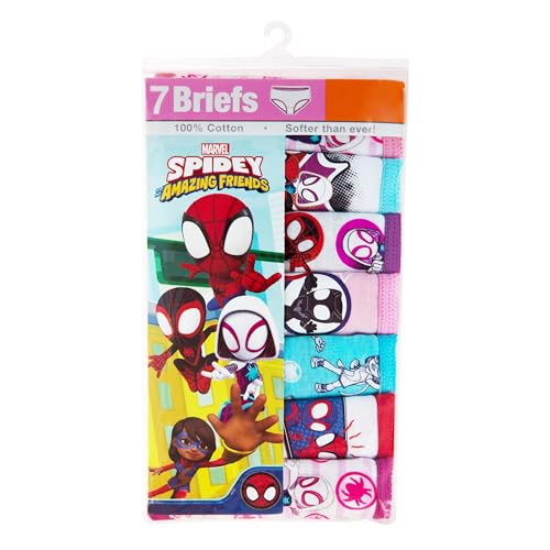Marvel girls Spiderman and Ghost Spider  Exclusive Toddler 7-pack of 100% Combed Cotton Panties in Sizes 2/3t, 4t & 5t
