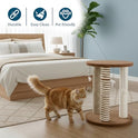 Cat Scratching Post - 3 Scratcher Posts with Carpeted Base Play Area and Perch - Furniture Scratching Deterrent for Indoor Cats by PETMAKER (Brown), Large