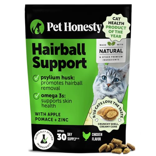 Cat Hairball Support Crunchy & Creamy Chews, Hairball Remedy Treats, Cat Furball Treatment, Supports Skin & Coat, Vitamins for Digestion, Chicken (30-Day Supply)