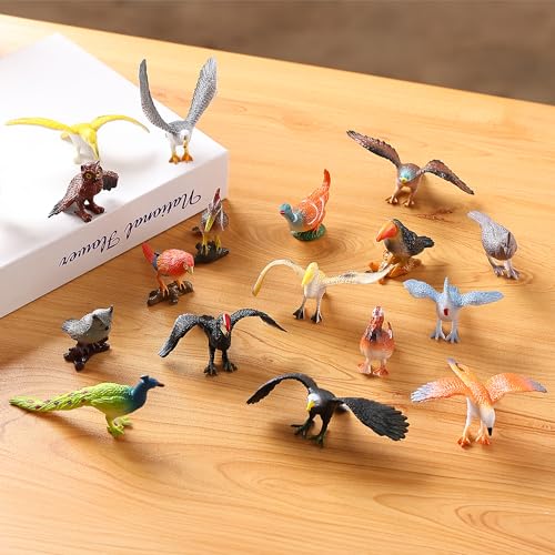 Realistic Bird Figurines, 24pcs Eagle, Parrot, Robin, Owl Toys - Fairy Garden Accessories, Educational Learning Dollhouse Birthday Cake Topper Gift for Kids