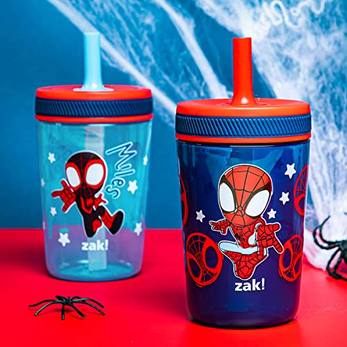 Zak Designs Marvel Spider-Man Kelso Toddler Cups for Travel or at Home, 15oz 2-Pack Durable Plastic Sippy Cups with Leak-Proof Design is Perfect for Kids (Spidey and His Amazing Friends)