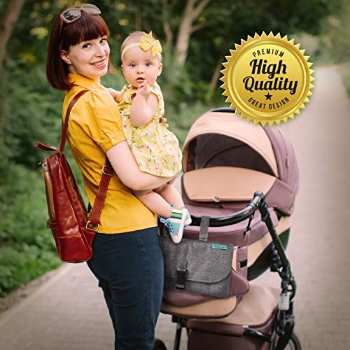 Kopi Baby Portable Diaper Changing Pad - Baby Diaper Changer Travel Bag with Wipes Pocket, Smart Design Portable Changing Mat, Infant Travel Station Kit, Gift for Newborn Girl & Boy - Grey, Classic