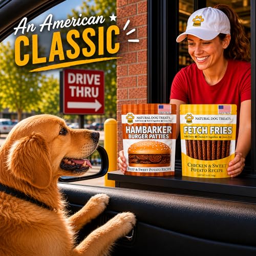 Burgers & Fries for Dogs, Beef & Sweet Potato Hambarker Patties + Chicken & Sweet Potato, Made in USA, Natural Ingredients, Grain-Free, High-Protein (Canine Combo, 2 × 5oz)