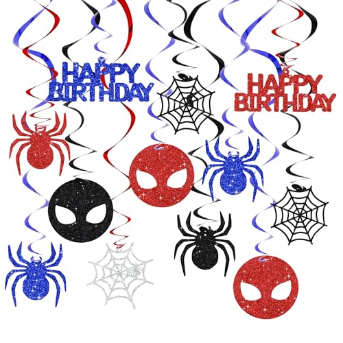 BEISHIDA Spider Birthday Hanging Swirl Decorations Pre-Strung Hero Theme Party Decorations Kids Spider Birthday Baby Shower Decor Supplies