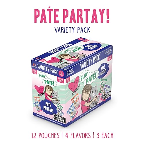 Weruva B.F.F. Play - Best Feline Friend Paté Lovers, Aw Yeah!, Paté Partay! Variety Pack, 3oz Pouch (Pack of 12)