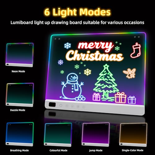 Led Drawing Board with 13 Light Effects, 16" Rechargeable Glow Doodle LED Note Board with Colors, Neon Light Up Drawing Tablet Gifts for Kids for Easter Birthday Christmas Gift Ideas