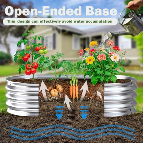 Galvanized Raised Garden Bed Outdoor, 4x2x1ft(2Pack) Metal Heavy Duty Planter Boxes for Gardening, Easy Assemble Bottomless Small Oval Plant Container Kit for Vegetable, Flower, Fruit, Silver