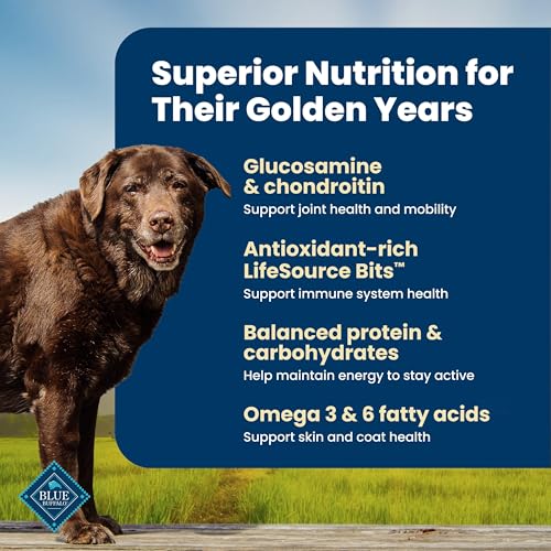 Blue Buffalo Life Protection Formula Chicken & Brown Rice Senior Dry Dog Food, Supports Immunity with Antioxidant-Rich LifeSource Bits, Promotes Healthy Muscle Development, Skin & Coat Health, 5 lbs.