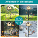 108 Inch Bird Feeder Pole Squirrel Proof, Heavy Duty Bird House Pole, Adjustable Bird Feeder Stand with 5 Shepherds Hooks, 2 Mental Trays, Hummingbird Swing