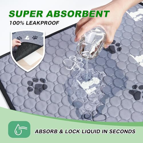 WanpeeGoo Washable Pee Pads for Dogs, 4 Pack Absorbent Reusable Training Dog Pads Pet Puppy Pads, Non-Slip Potty Pads for Whelping, Playpen, Crate, Bed, Grey 18"x24"