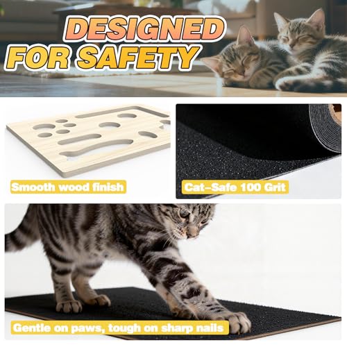 Cat Scratch Puzzle Enrichment Box, Interactive Cat Nail File Box with Sandpaper Liner for Cat Claw Care, Cat Scratch Puzzle Box - Stress Free Alternative to Clippers & Grinders for Indoor Cats