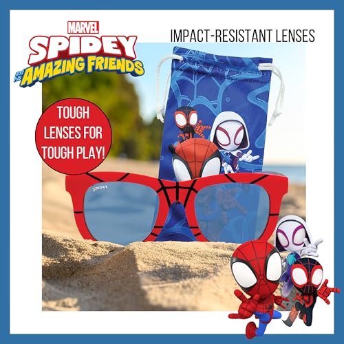 ARKAID Marvel Spidey and Friends Sunglasses Stylish, Comfortable & Durable UV-Protective Boys Spider-Man Glasses With Soft Carrying Case - Officially-Licensed Spiderman Gifts for Boys