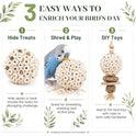 Bird Toys Sola Balls 2.36'' - 6PCS, Bird Foraging Toy, Soft Sola Atta Ball, Parrot Chew Shred Toy for Sharpening Claws and Beaks for Cockatiel, Parakeets, Conure, Love Birds, Budgie and Small Birds
