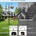 Double Shepherds Hooks, 76 Inch Bird Feeder Pole with 5-Prong Base, 3/4 Inch Thick Heavy Duty Adjustable Garden Hooks for Hanging Plants, Hummingbird Feeder, Solar Lights, Lantern Outdoor Garden Decor
