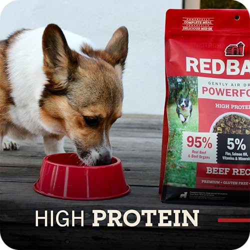 Redbarn Powerfood Air Dried Dog Food 2 lbs High Protein Beef and Lamb with Prebiotics Postbiotics for Digestive Health Wholesome Pet Food Complete Meal Made in USA