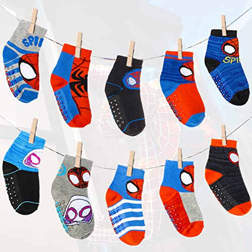 Marvel Spiderman Grip Socks, Socks for Toddler Boys, 10 Pack, Spider man Toddler Gripper Socks, Amazing Spiderman Variety