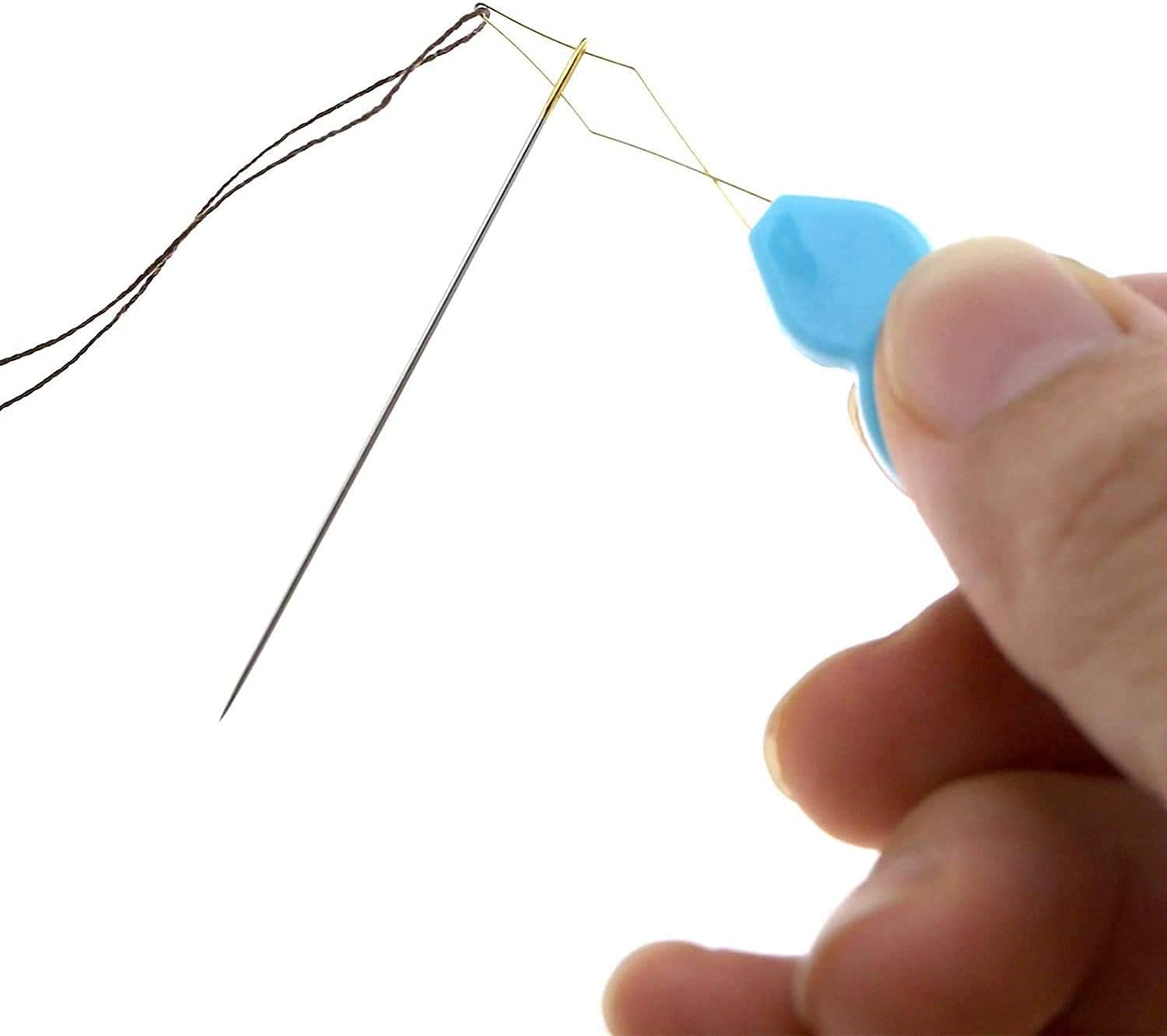 30 Pieces Gourd Shaped Plastic Needle Threaders, Plastic Wire Loop DIY Needle Threader Hand Machine Sewing Tool for Sewing Crafting with Clear Box, 4 Colors Random