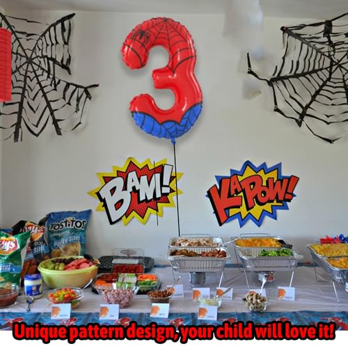 40 Inch Giant Spider Theme Number Foil Balloons - Large Number 3 Balloons for Kids' Birthday Anniversary Party Decorations Supplies (Numbers 0-9 Available)