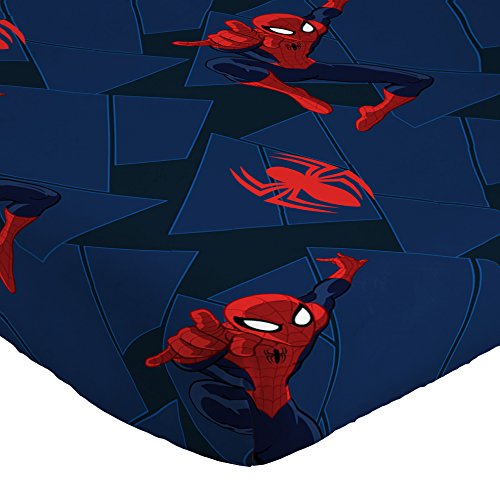 Jay Franco Kids Sheet Set with Fitted, Flat Sheets & Pillow Cover - Ultra-Soft Bedding with Pillowcase for Room Decor, Blue - Spiderman, 3 Piece Twin