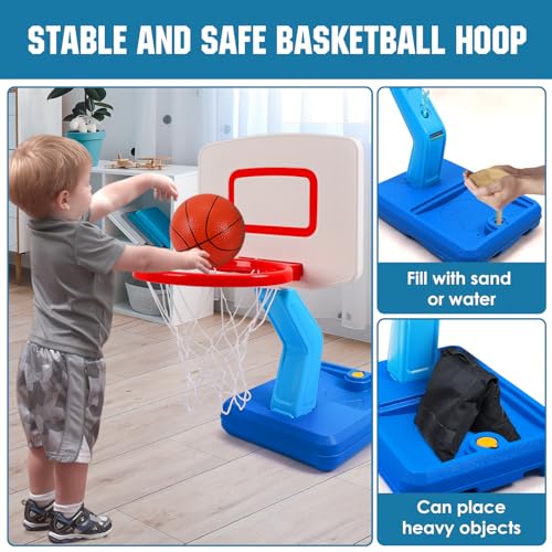 SUPER JOY Toddler Basketball Hoop - Height Adjustable Kids Basketball Hoops for Indoor & Outdoor Play - Portable Mini Basketball Goal for Poolside- Game Sport Toys for Boys & Girls Age 1 2 3 4 5