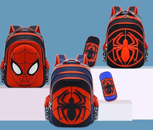 Cartoon Spider Schoolbag with Pencil Case - 3D, Waterproof, Large-Capacity for Primary School Boys (15in)
