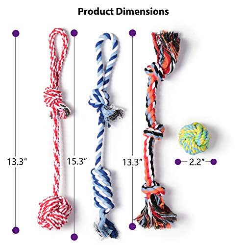 Fida Dog Rope Toys 4 Pack, Puppy Teething Sturdy Cotton Chew Tug Ropes Indoor/Outdoor, Exercise Interactive Tug O'War Toys Set for Boredom Small-Meidum Dogs