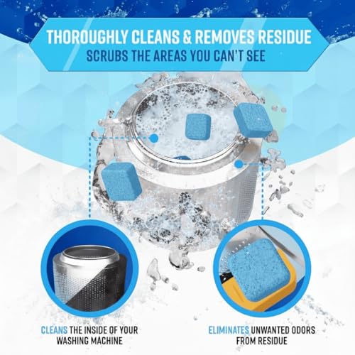 ACTIVE Washing Machine Cleaner for Pet Owners Enzymatic Deep Clean Descaler for Cat & Dog Hair, Urine, Odor, Residue, 24 Septic-Safe Tablets for Top Load, Front Loader, HE Washer Tub - 1 Year Supply